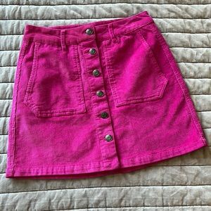 Barbie Pink Corduroy Skirt with Buttons